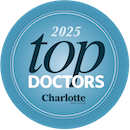 2025 Top Doctors badge awarded by Charlotte Magazine