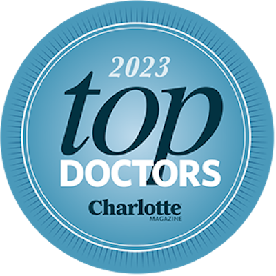 2023 Top Doctors badge awarded by Charlotte Magazine